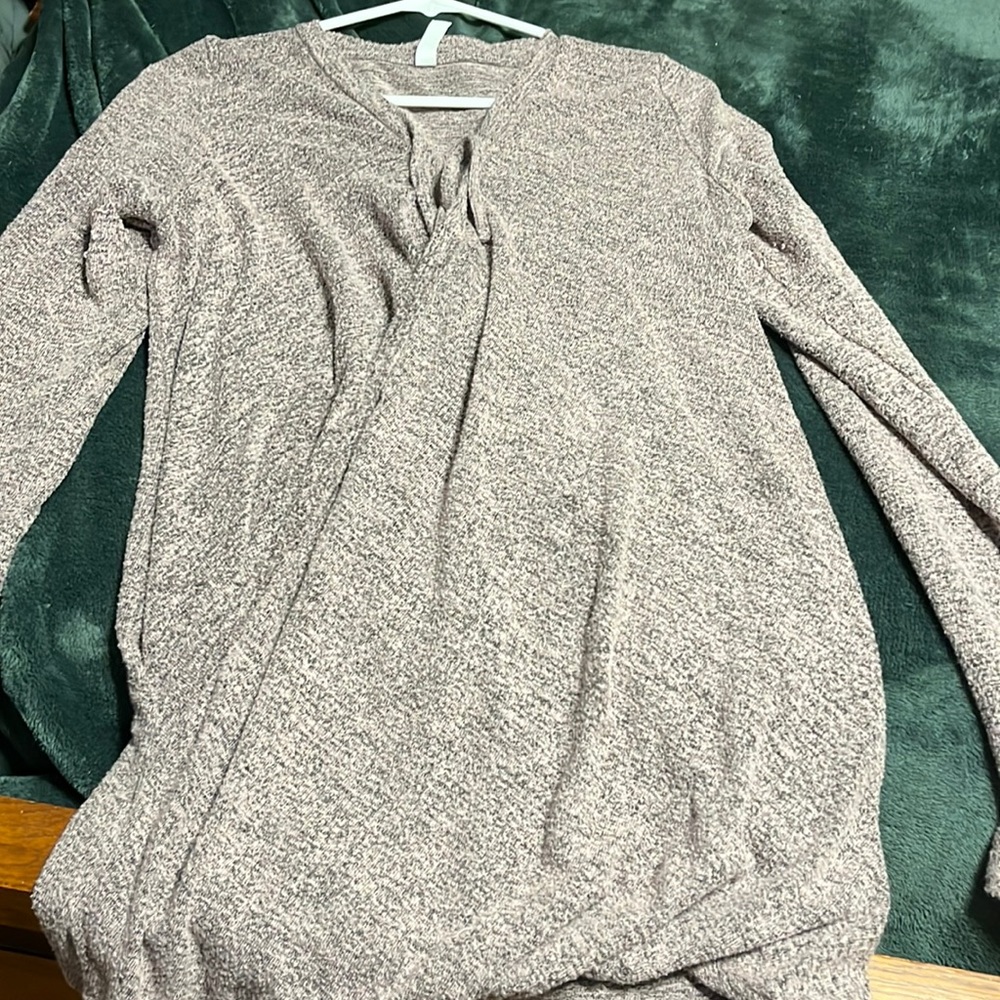Latched mama tie front sweater